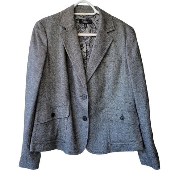 Talbots grey wool blend tweed jacket blazer 2-button single-breasted lined 12 - Picture 3 of 16